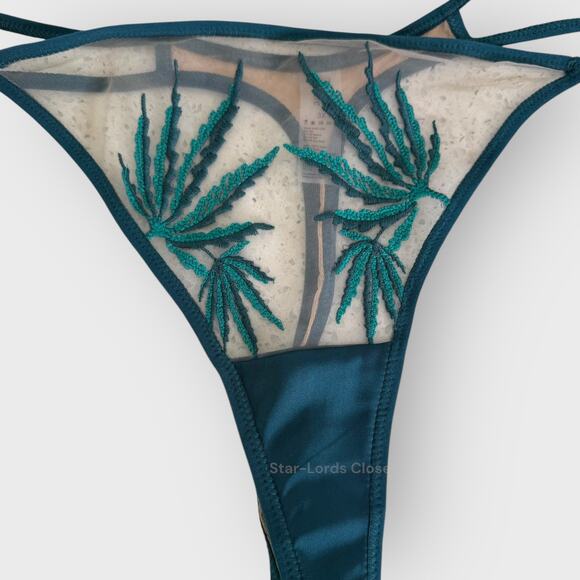 Thistle & Spire 3X Emerald Green Biscotti Embroidered Thong Plus Lingerie - Picture 6 of 9